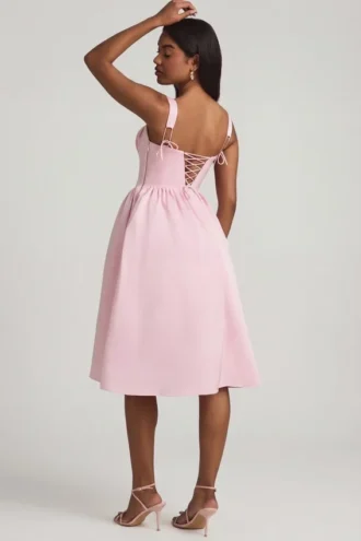 Marguerite Draped Corset Midaxi Dress in Blush