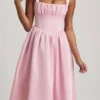 Marguerite Draped Corset Midaxi Dress in Blush