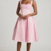 Marguerite Draped Corset Midaxi Dress in Blush