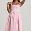 Marguerite Draped Corset Midaxi Dress in Blush