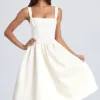 Marguerite Draped Corset Midaxi Dress in Ivory