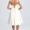 Marguerite Draped Corset Midaxi Dress in Ivory