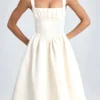 Marguerite Draped Corset Midaxi Dress in Ivory