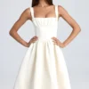 Marguerite Draped Corset Midaxi Dress in Ivory