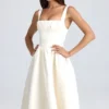 Marguerite Draped Corset Midaxi Dress in Ivory