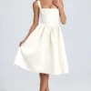 Marguerite Draped Corset Midaxi Dress in Ivory