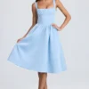 Marguerite Draped Corset Midaxi Dress in Powder Blue