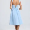 Marguerite Draped Corset Midaxi Dress in Powder Blue