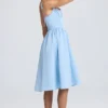 Marguerite Draped Corset Midaxi Dress in Powder Blue