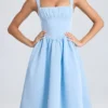 Marguerite Draped Corset Midaxi Dress in Powder Blue
