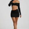 Mari Modal Asymmetric-Waist Mini Skirt in Black