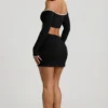 Mari Modal Asymmetric-Waist Mini Skirt in Black