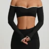 Mari Modal Asymmetric-Waist Mini Skirt in Black
