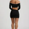 Mari Modal Asymmetric-Waist Mini Skirt in Black