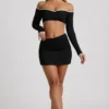 Mari Modal Asymmetric-Waist Mini Skirt in Black