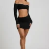 Mari Modal Asymmetric-Waist Mini Skirt in Black