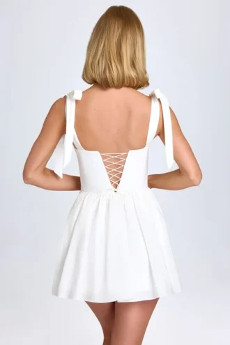 Marianna Ruched Corset Mini Dress in White