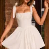 Marianna Ruched Corset Mini Dress in White