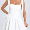 Marianna Ruched Corset Mini Dress in White