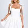 Marianna Ruched Corset Mini Dress in White