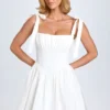 Marianna Ruched Corset Mini Dress in White