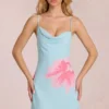 Marielle Chiffon Mini Dress in Blue Floral Print