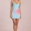 Marielle Chiffon Mini Dress in Blue Floral Print