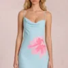 Marielle Chiffon Mini Dress in Blue Floral Print