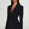 Marika Structured Double-Breasted Blazer in Black