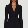 Marika Structured Double-Breasted Blazer in Black