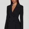 Marika Structured Double-Breasted Blazer in Black