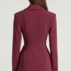 Marika Structured Double-Breasted Blazer in Burgundy