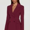 Marika Structured Double-Breasted Blazer in Burgundy