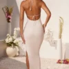 Mariposa Plunge Cowl Neck Floor Length Dress in Ivory