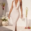 Mariposa Plunge Cowl Neck Floor Length Dress in Ivory