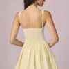 Marissa Bow-Detail A-Line Mini Dress in Lemon Yellow Stripe