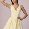 Marissa Bow-Detail A-Line Mini Dress in Lemon Yellow Stripe