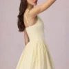 Marissa Bow-Detail A-Line Mini Dress in Lemon Yellow Stripe