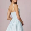 Marissa Bow-Detail A-Line Mini Dress in Powder Blue Stripe