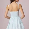 Marissa Bow-Detail A-Line Mini Dress in Powder Blue Stripe