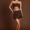 Maristella Fringed Mid-Rise Mini Skirt in Chocolate Brown