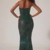Marleni Embellished Strapless Gown in Emerald Green