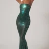 Marleni Embellished Strapless Gown in Emerald Green
