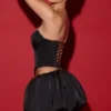 Marnie Bubble Hem Micro Mini Skirt in Black