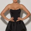 Marnie Bubble Hem Micro Mini Skirt in Black