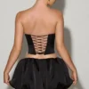 Marnie Bubble Hem Micro Mini Skirt in Black