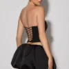 Marnie Bubble Hem Micro Mini Skirt in Black