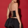 Marnie Bubble Hem Micro Mini Skirt in Black