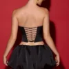 Marnie Bubble Hem Micro Mini Skirt in Black