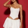 Marnie Bubble Hem Micro Mini Skirt in White